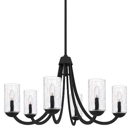 Quoizel Allard 6 Light 32" Wide Taper Candle Style Chandelier with Water Glass Shades Matte Black