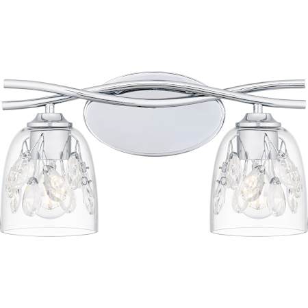 Quoizel Ansley 2 Light 16" Wide Bathroom Vanity Light with Crystal Accents Polished Chrome