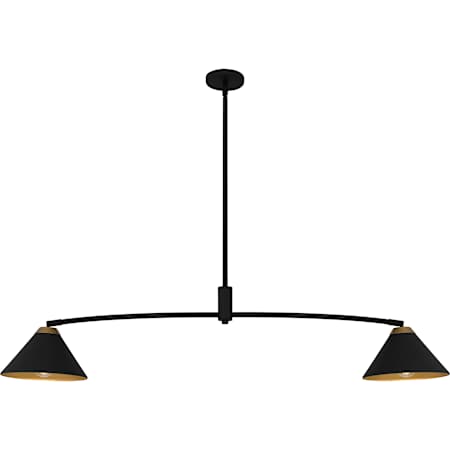 Quoizel Alscott 2 Light 52" Wide Linear Chandelier with Adjustable Shades Matte Black