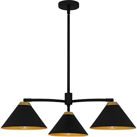 Quoizel Alscott 3 Light 32" Wide Chandelier with Adjustable Shades Matte Black