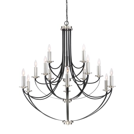 Quoizel Alana 15 Light 41" Wide 3 Tier Candle Style Chandelier with Crystal Accents Mystic Black