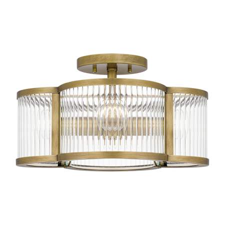 Quoizel Aster 4 Light 15" Wide Semi-Flush Drum Ceiling Fixture Weathered Brass