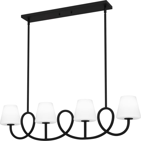 Quoizel Atkins 4 Light 40" Wide Linear Chandelier with Etched Opal Shades Matte Black