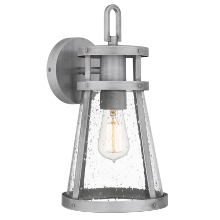 Quoizel Barber 15" Tall Wall Sconce with Seedy Glass Shade Antique Brushed Aluminum