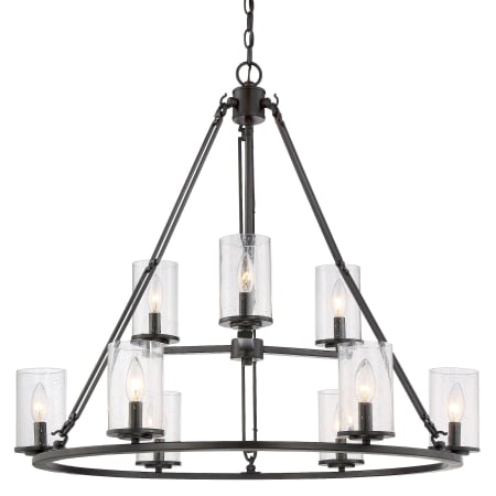 Quoizel Buchanan 9 Light 33" Wide Chandelier with Glass Cylinder Shade Western Bronze