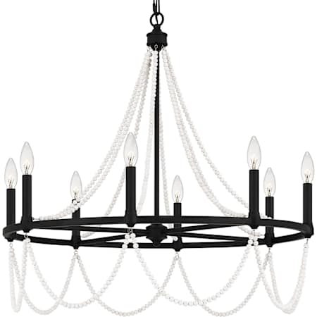 Quoizel 8 Light 30" Wide Beaded Candle Style Chandelier Matte Black