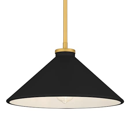 Quoizel Bradbury 14" Wide Pendant Brushed Gold / Black