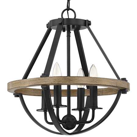 Quoizel Bartlett 4 Light 16" Wide Wood Candle Style Chandelier Earth Black