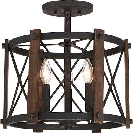 Quoizel Baron 3 Light 15" Wide Semi-Flush Mount Ceiling Fixture Marcado Black