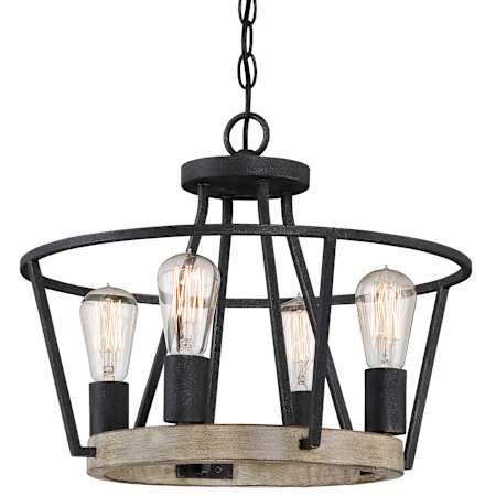 Quoizel Brockton 4 Light 18" Wide Wood Chandelier Grey Ash