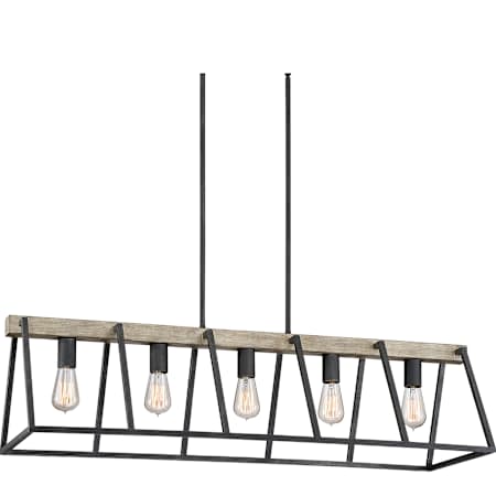 Quoizel Brockton 5 Light 42" Wide Wood Linear Chandelier Grey Ash