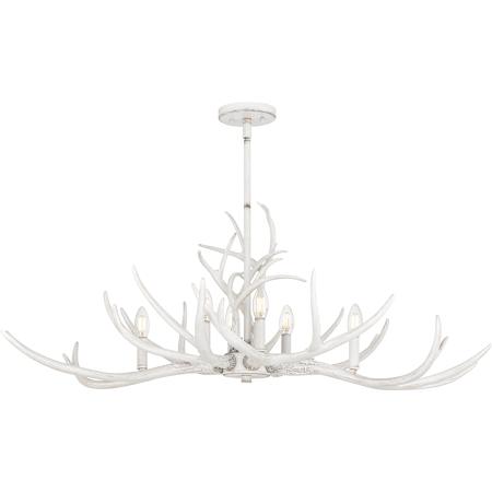 Quoizel Brosh 6 Light 42" Wide Antler Candle Style Chandelier Antique White
