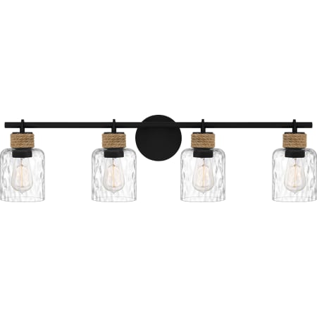 Quoizel Baltic 4 Light 34" Wide Vanity Light with Water Glass Shades with Water Glass Shades Matte Black