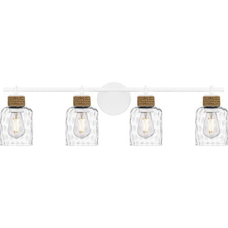 Quoizel Baltic 4 Light 34" Wide Vanity Light with Water Glass Shades with Water Glass Shades Matte White