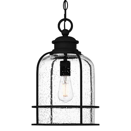 Quoizel Bowles 10" Wide Mini Pendant with Seedy Glass Shade Earth Black