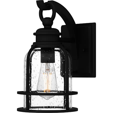 Quoizel Bowles 12" Tall Outdoor Wall Sconce with Seedy Glass Shade Earth Black