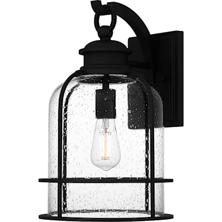 Quoizel Bowles 17" Tall Outdoor Wall Sconce with Seedy Glass Shade Earth Black