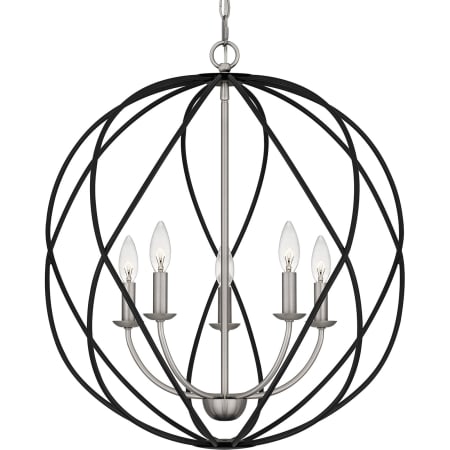 Quoizel 5 Light 24" Wide Taper Candle Multi Light Pendant Antique Nickel