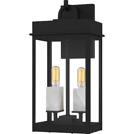Quoizel Carmen 2 Light 16" Tall Outdoor Wall Sconce with Clear Glass Shade Matte Black