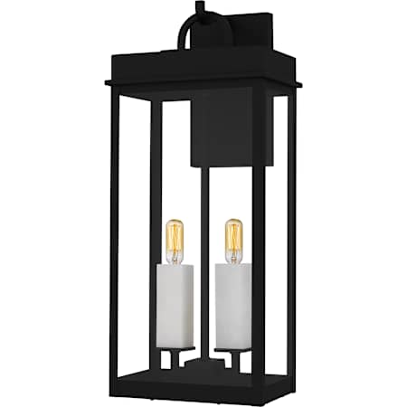 Quoizel Carmen 2 Light 22" Tall Outdoor Wall Sconce with Clear Glass Shade Matte Black