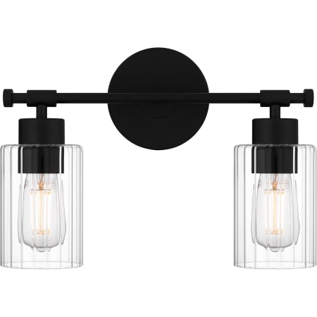 Quoizel Caputo 2 Light 15" Wide Bathroom Vanity Light with Ribbed Glass Shades Matte Black