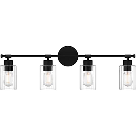 Quoizel Caputo 4 Light 33" Wide Bathroom Vanity Light with Ribbed Glass Shades Matte Black