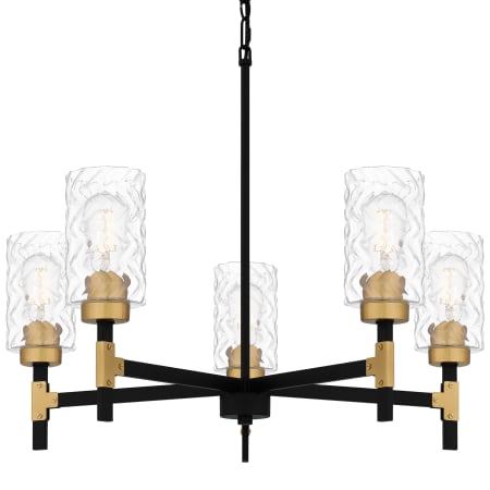 Quoizel Carly 5 Light 28" Wide Chandelier with Swirl Glass Shades Matte Black