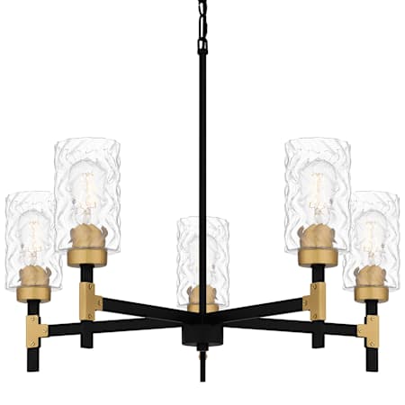 Quoizel Carly 5 Light 28" Wide Chandelier with Swirl Glass Shades Matte Black