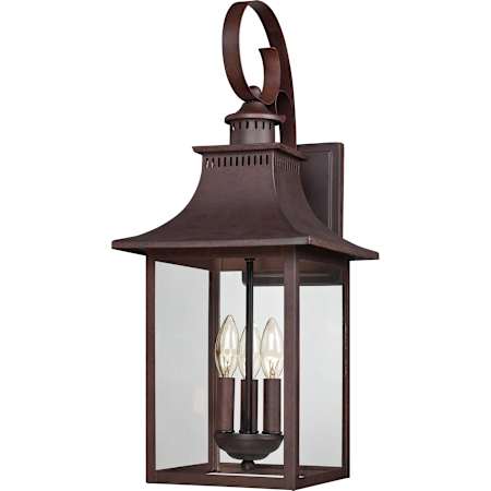 Quoizel Chancellor 3 Light 23-1/2" High Outdoor Wall Sconce with Clear Glass Shade Copper Bronze
