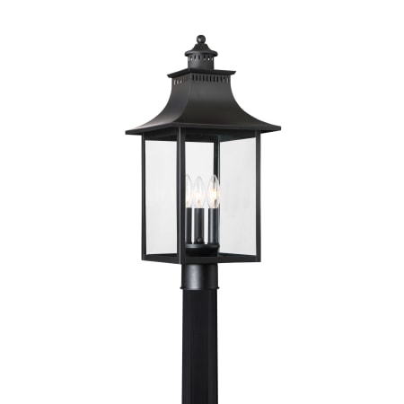 Quoizel Chancellor 3 Light 22" High Outdoor Post Light with Clear Glass Shade Mystic Black