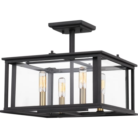Quoizel Citadel 4 Light 14" Wide Semi-Flush Ceiling Fixture Earth Black