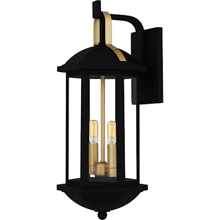 Quoizel Crestfield 2 Light 20" Tall Outdoor Wall Sconce with Clear Glass Shade Matte Black