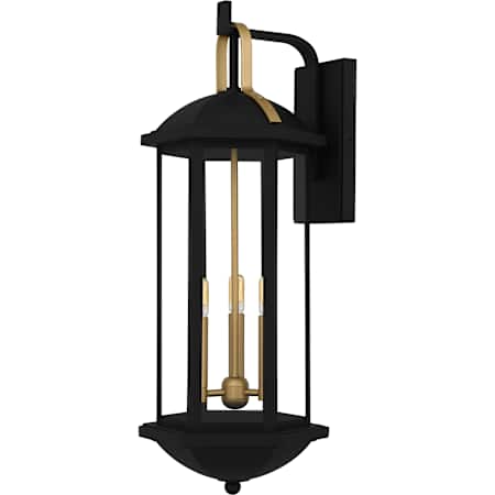 Quoizel Crestfield 3 Light 26" Tall Outdoor Wall Sconce with Clear Glass Shade Matte Black