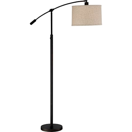 Quoizel Clift 1 Light 65" Tall Boom Arm Floor Lamp with Linen Fabric Shade Oil Rubbed Bronze