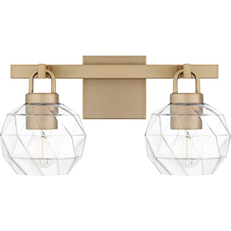 Quoizel Celina 2 Light 16" Wide Vanity Light with Faceted Glass Shades Bronze Gold