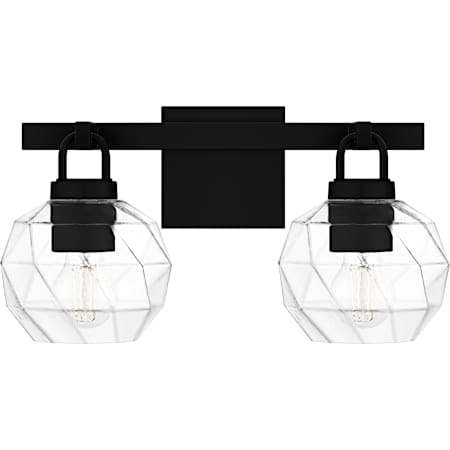 Quoizel Celina 2 Light 16" Wide Vanity Light with Faceted Glass Shades Matte Black