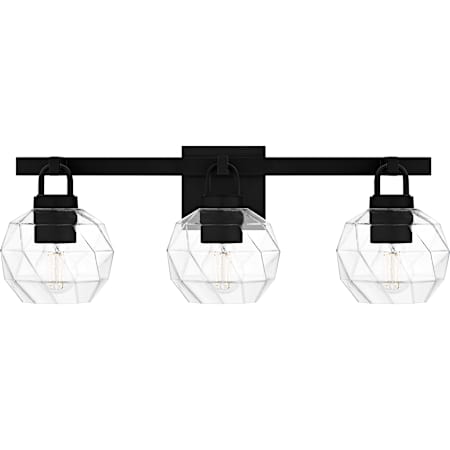 Quoizel Celina 3 Light 24" Wide Vanity Light with Faceted Glass Shades Matte Black