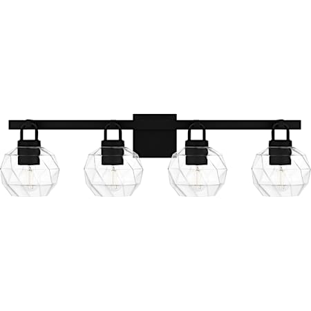 Quoizel Celina 4 Light 32" Wide Vanity Light with Faceted Glass Shades Matte Black