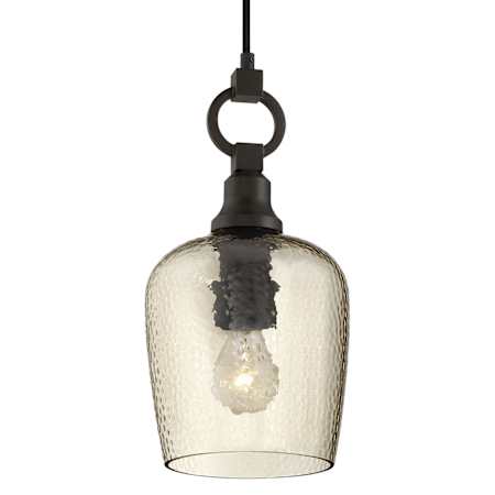 Quoizel Kendrick Single Light 7" Wide Mini Pendant with Smoked Hammered Glass Shade Western Bronze
