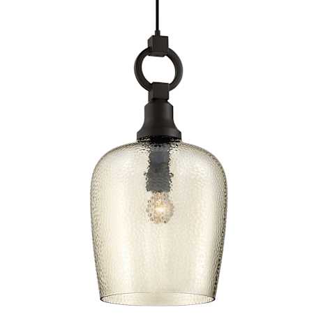 Quoizel Kendrick Single Light 11-1/2" Wide Pendant with Smoked Hammered Glass Shade Western Bronze
