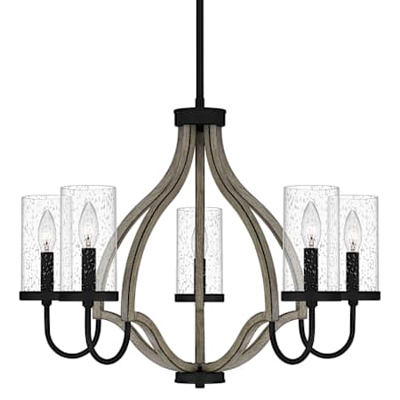 Quoizel Cornelia 5 Light 26" Wide Taper Candle Style Chandelier with Seedy Glass Shades Matte Black