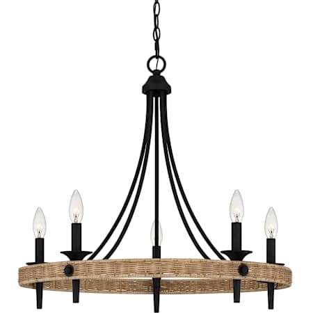 Quoizel Catania 5 Light 26" Wide Taper Candle Style Chandelier Matte Black