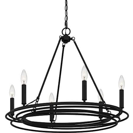 Quoizel Calliope 6 Light 27" Wide Taper Candle Style Chandelier Matte Black