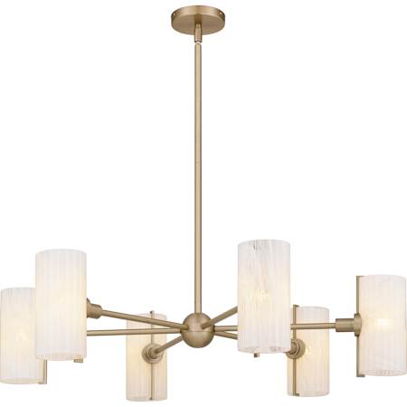 Quoizel Curran 6 Light 36" Wide Chandelier with Ribbed Swirl Glass Shades Bronze Gold