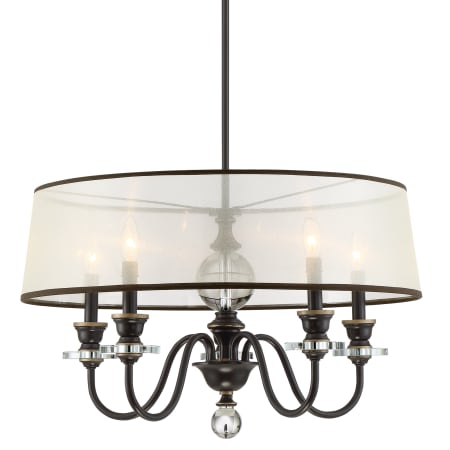 Quoizel Ceremony 5 Light 25" Wide Single Tier Candle Style Chandelier with Crystal Accents Palladian Bronze
