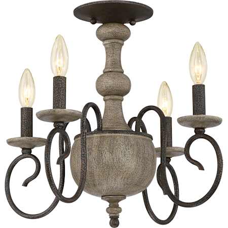 Quoizel Castile 4 Light 18" Wide Semi-Flush Mount Ceiling Fixture Rustic Black