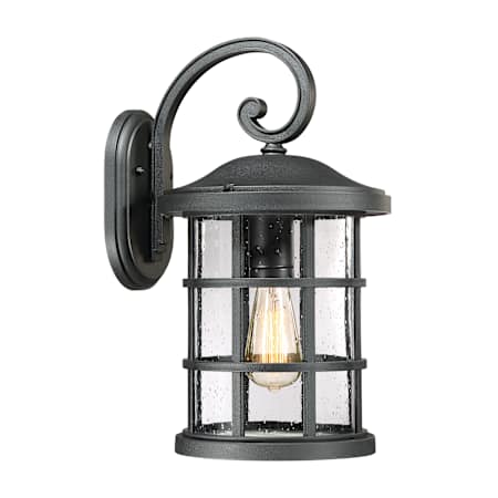 Quoizel Crusade Single Light 18" Tall Outdoor Lantern Style Wall Sconce with Seedy Glass Shade Earth Black