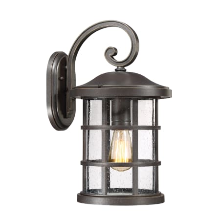 Quoizel Crusade Single Light 18" Tall Outdoor Lantern Style Wall Sconce with Seedy Glass Shade Palladian Bronze