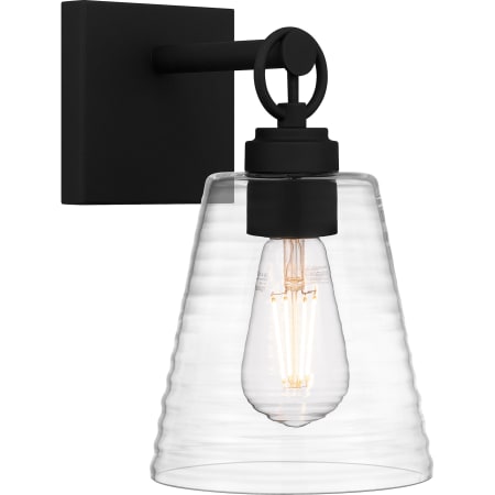 Quoizel Dacosta 10" Tall Bathroom Sconce with Ribbed Glass Shade Earth Black
