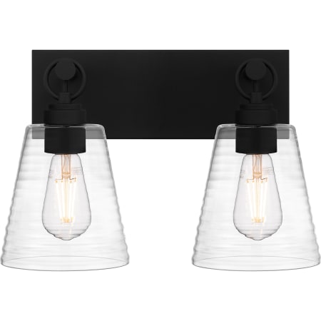 Quoizel Dacosta 2 Light 15" Wide Bathroom Vanity Light with Ribbed Glass Shades Earth Black